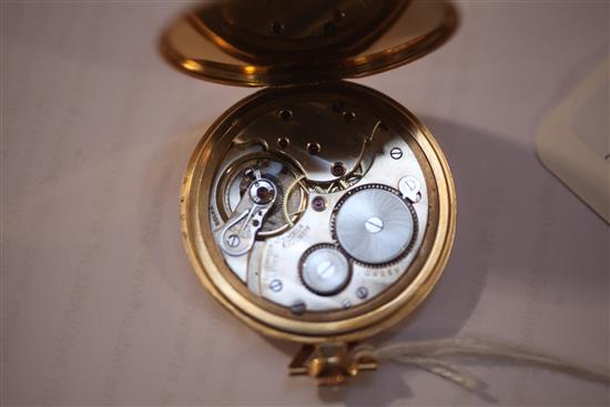 A Dennison case 18ct gold open face keyless lever pocket watch,